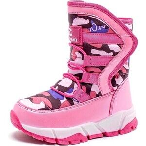 Hobibear Kid's Snow Boots Winter Waterproof Slip Resistant Cold Weather Shoes